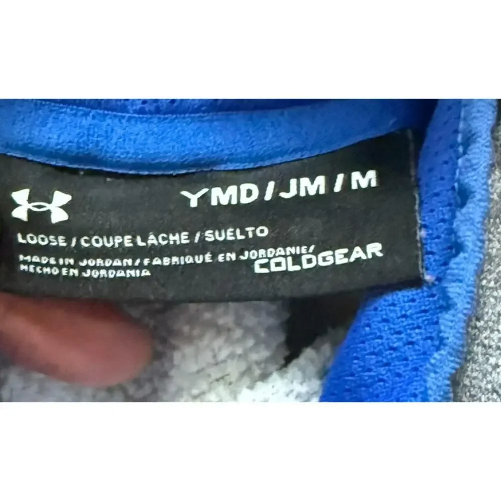 Under Armour Silver/Gray/Blue Logo Hoodie YMD Medium